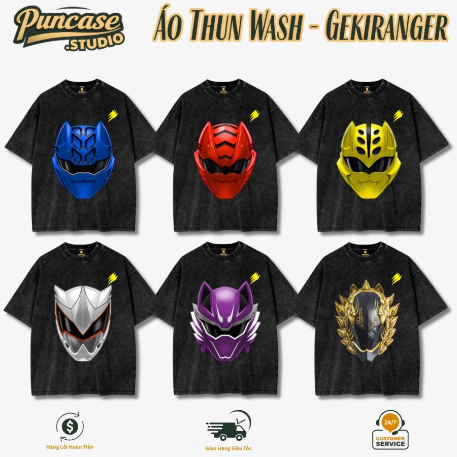 Puncase.STUDIO Áo Thun Wash Gekiranger – Oversized Tee
