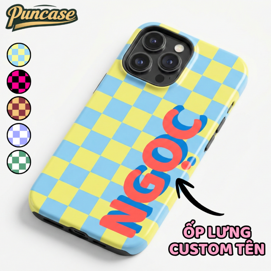 Puncase Ốp Lưng Custom Tên Caro 2 Lớp Bảo Vệ Tối Ưu